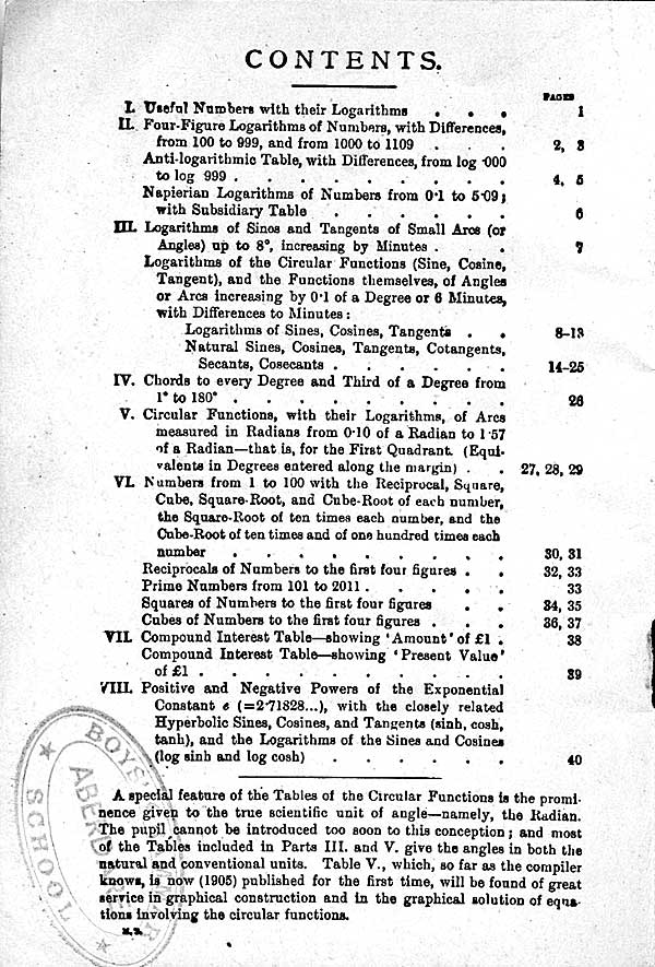 Knott Contents Page